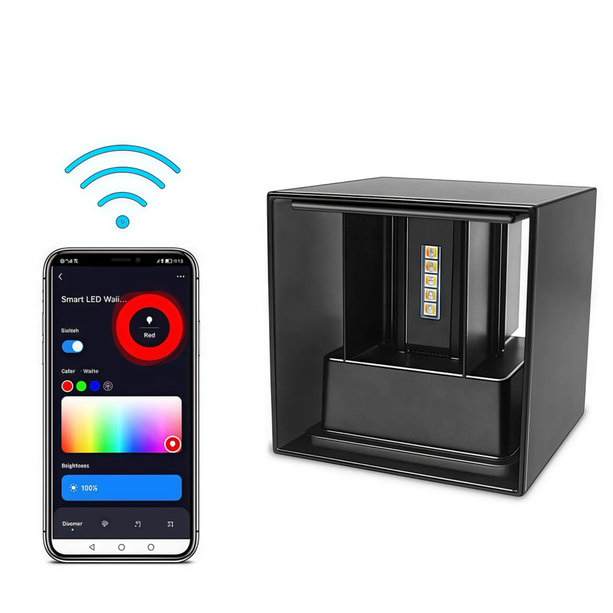LEDlife RGB+CCT CUBIC 6W væglampe - Tuya Smart, sort, firkantet, op/ned, justerbar, inde/ude, IP65, inkl. lyskilde