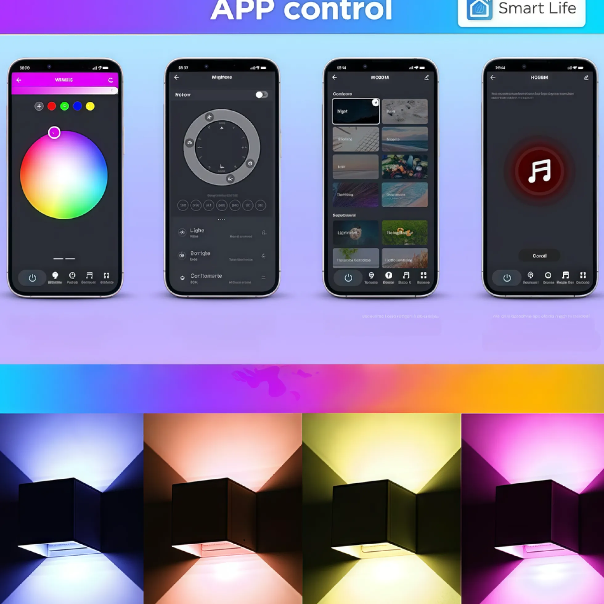 LEDlife RGB+CCT CUBIC 6W væglampe - Tuya Smart, sort, firkantet, op/ned, justerbar, inde/ude, IP65, inkl. lyskilde