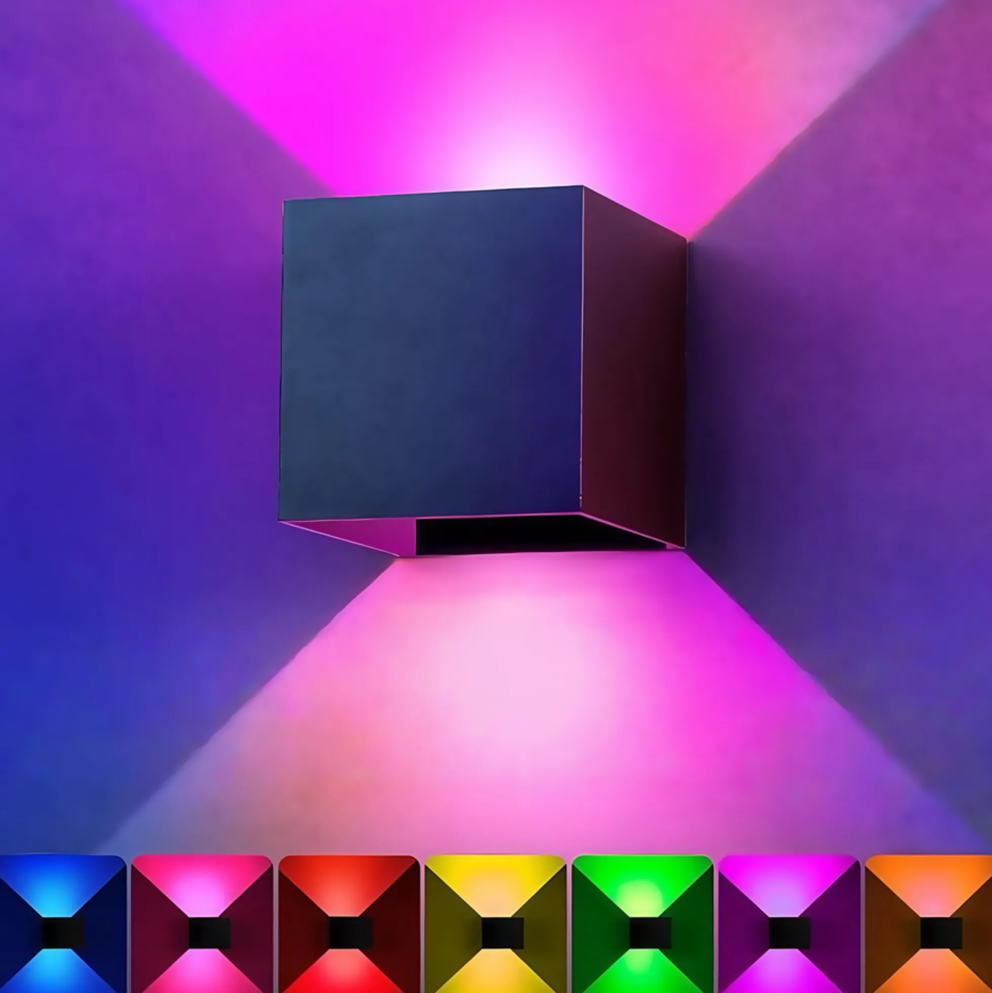 LEDlife RGB+CCT CUBIC 6W væglampe - Tuya Smart, sort, firkantet, op/ned, justerbar, inde/ude, IP65, inkl. lyskilde