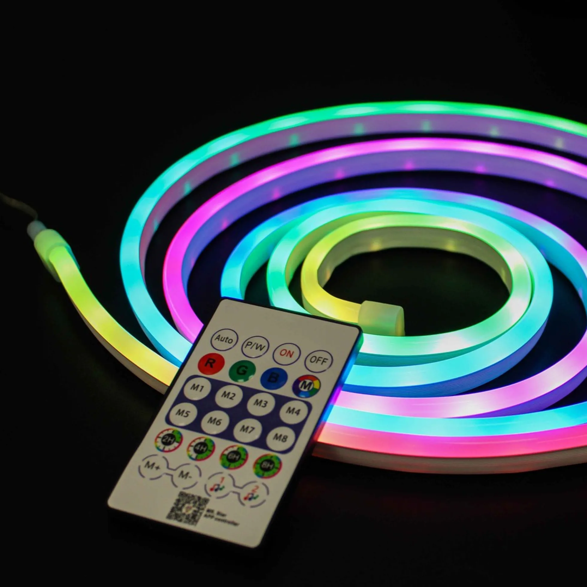 LEDlife RGBIC Neon Flex komplet sæt, Bluetooth app og fjernbetjening, inkl. montage og USB, 3W, 5V - 250 cm