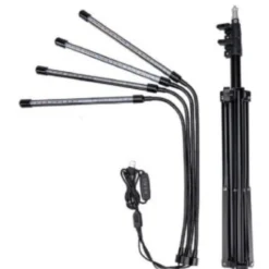 LEDlife vækstlys med stativ, Sort, 4 lamper, justerbar højde og fleksible arme, 15W, 230V input
