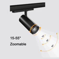 LEDlife Zoom justerbar CCT skinnespot 30W, sort, RA92, 3000lm, 3-faset, flicker free, justerbar lysstyrke & spredning