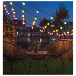 LED lyskæde, 5 meter med 10 stk. 0,5W RGB pærer inkl. lyskilde, 230V, 5W, 300lm