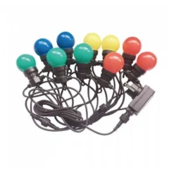 LED lyskæde, 5 meter med 10 stk. 0,5W RGB pærer inkl. lyskilde, 230V, 5W, 300lm