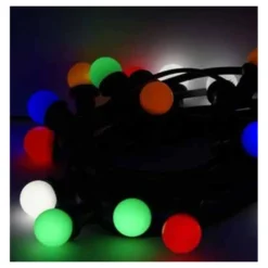 LED lyskæde, 5 meter med 10 stk. 0,5W RGB pærer inkl. lyskilde, 230V, 5W, 300lm
