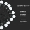 LED lyskæde, 10 pærer, 5 meter, IP44, inkl. lyskilde, 5W, 230V, 300lm