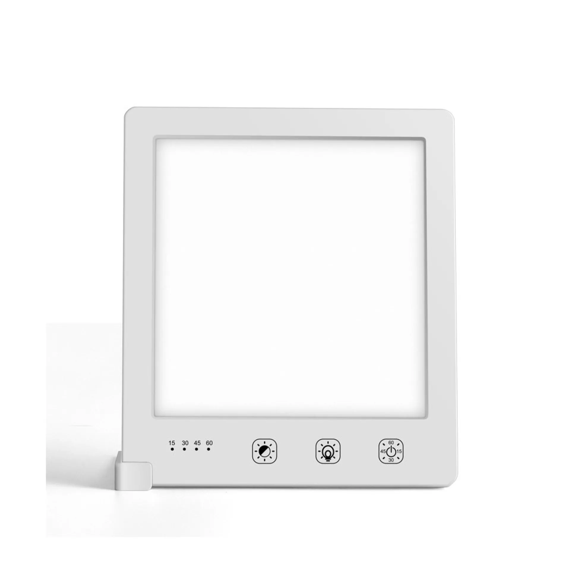 LED lysterapi lampe med timer, 10W, 10.000 LUX, flicker free, USB, hvid
