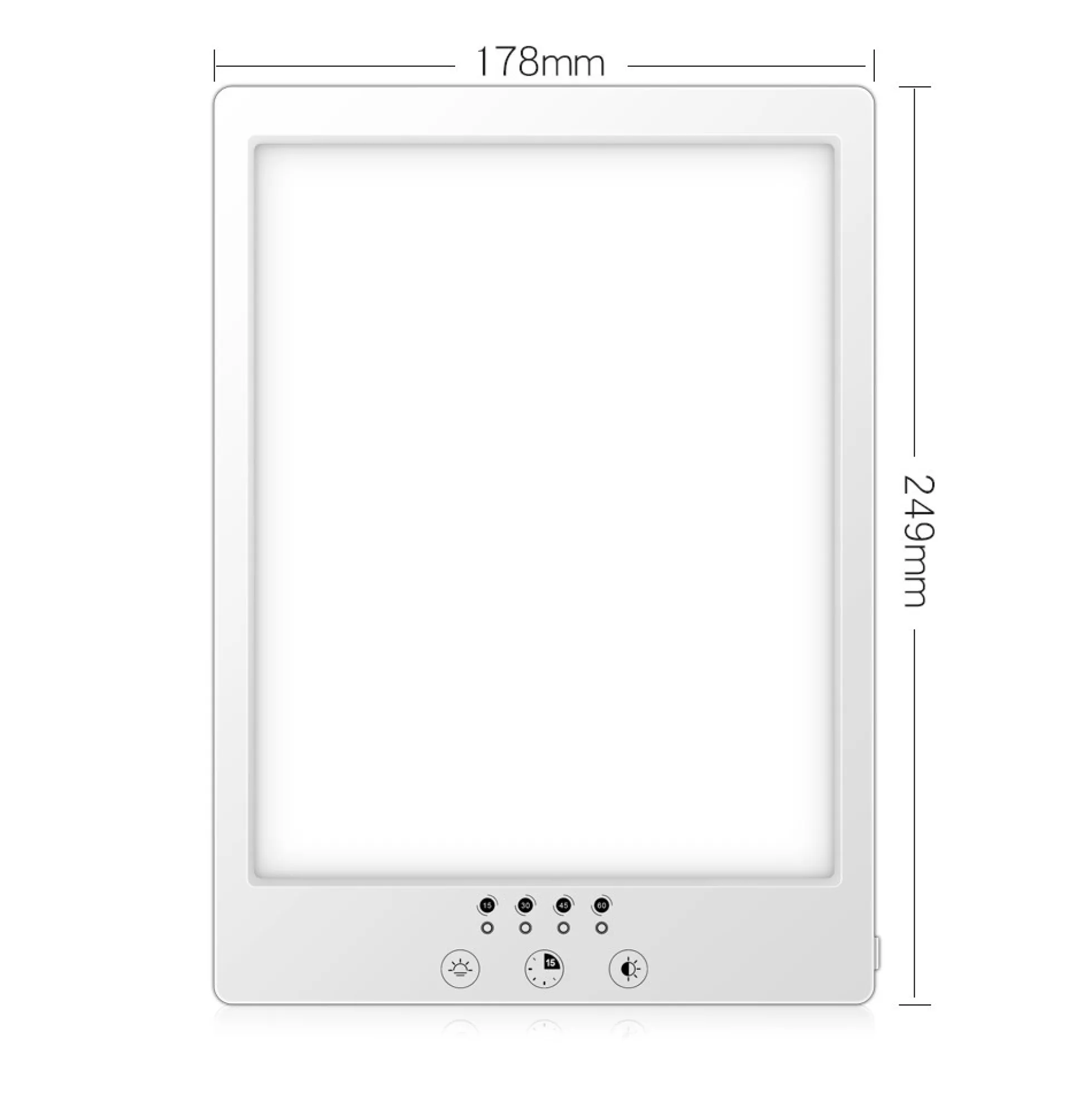 LED lysterapi lampe med timer, 14W, 12.000 LUX, flicker free, hvid