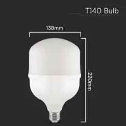LED pære, E27, 50W, 5400 lumen, 4000K, IP20, med E40 fatningsadapter - V-TAC