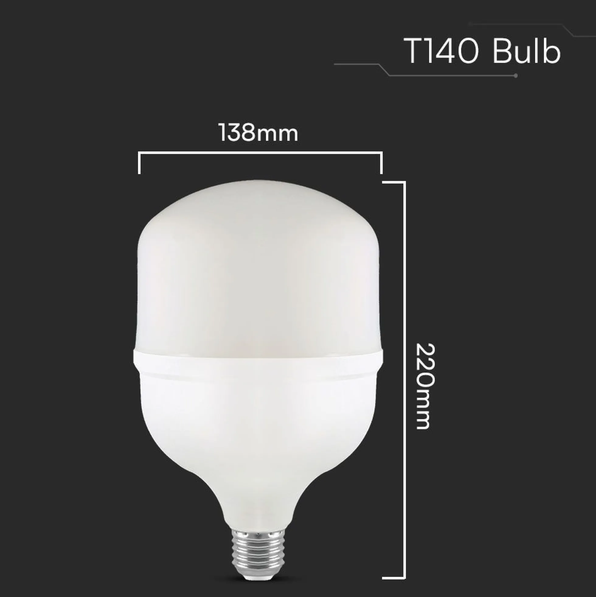 LED pære, E27, 50W, 5400 lumen, 4000K, IP20, med E40 fatningsadapter - V-TAC