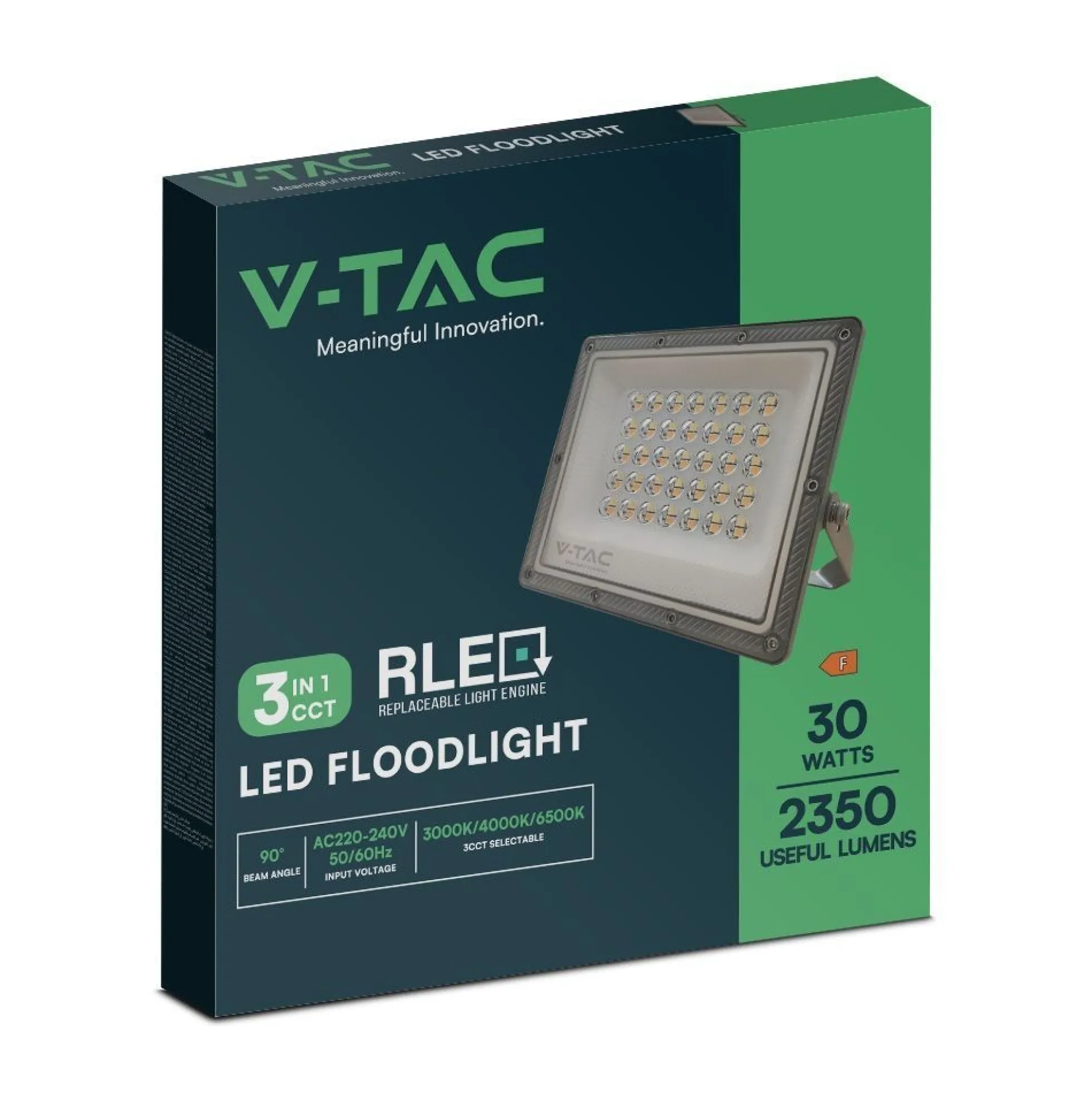 LED projektør, 30W, CCT, 2350 lm, RA80, IP65, 230V, grå - V-Tac