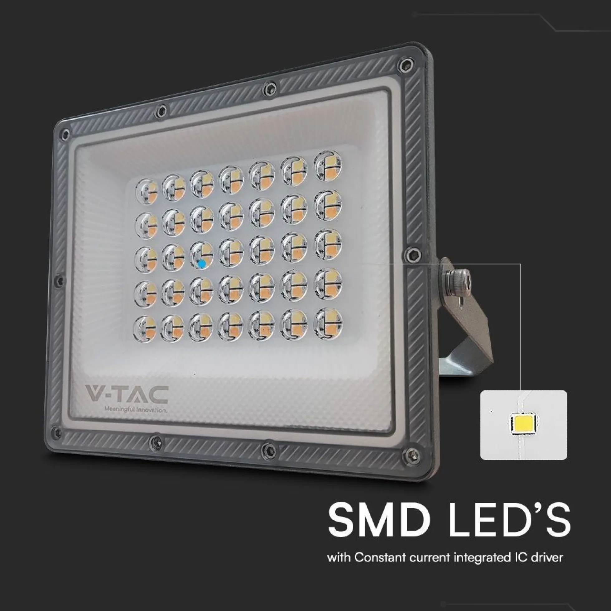 LED projektør, 30W, CCT, 2350 lm, RA80, IP65, 230V, grå - V-Tac