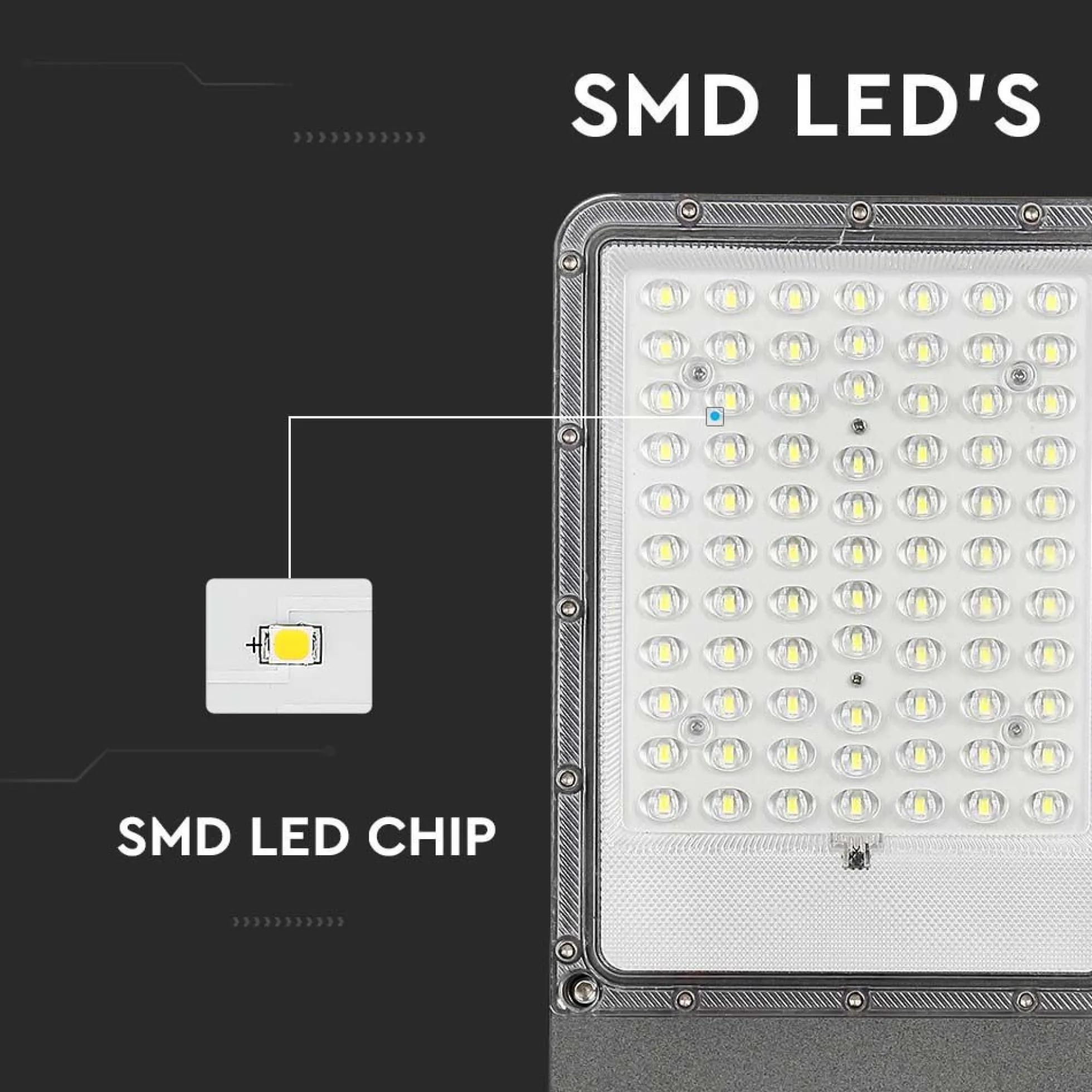 LED Solcelle Gadelampe, 6500K, 3.2V, 50Ah LiFePO4 batteri, IP65 vejrbeskyttet