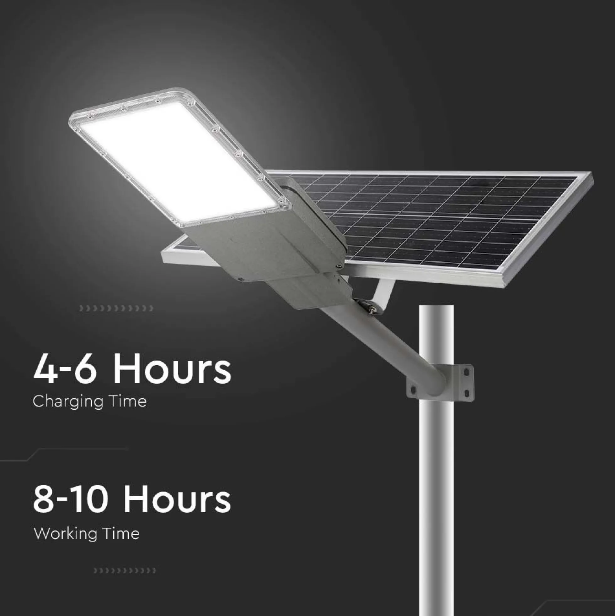 LED Solcelle Gadelampe, 6500K, 3.2V, 50Ah LiFePO4 batteri, IP65 vejrbeskyttet