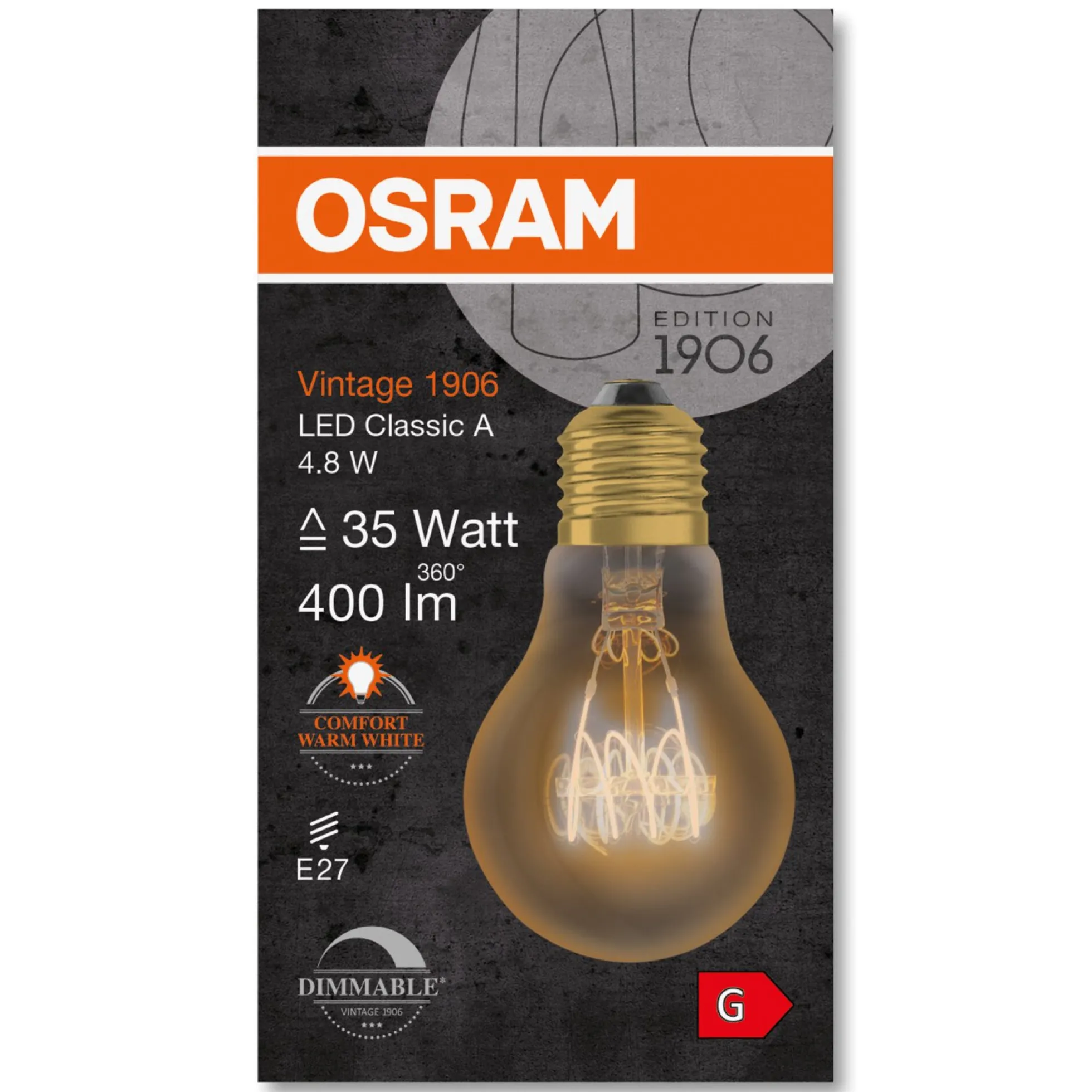 1906 LED std gu spiral fil ul tynd 4,8W/822 E27 dim