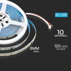 LED strip IC løbelys/running, 10 meter, 10W/m, 24V DC, 120 LED pr. meter, varm kulør