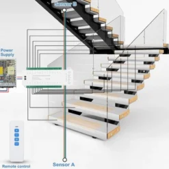 LED-strip til trappe, trappebelysning, COB LED, inkl. sensor, op til 16 trin, 12W - LEDlife