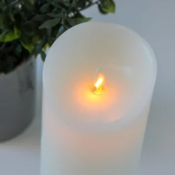 LED XL Bloklys, 30 cm, med flammeeffekt og fjernbetjening, hvid