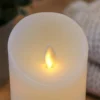 LED XL Bloklys med flammeeffekt og fjernbetjening, hvid, Ø10 cm, 22,5 cm høj, timer, ægte stearin