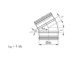 Lindab bøjning BFU, 45°, 500 mm, galvaniseret stål