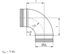 Lindab bøjning BU 6390 presset, 90gr, 63mm, galvaniseret stål