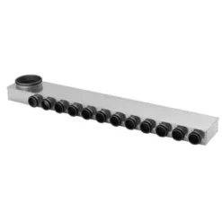 Lindab indomo fordelerboks MLU 160, Ø63 mm, 10 afgange, 1173 mm længde, 183 mm bredde, 88 mm højde