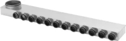 Lindab indomo fordelerboks MLU 160, Ø63 mm, 12 afgange, 1293 mm længde, 183 mm bredde, 88 mm højde