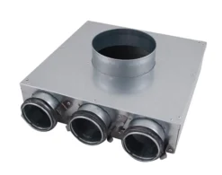 Lindab indomo vægboks, PVCU Ø125 mm, til rør LFPE 63/SR 63, 3 kanaler