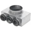 Lindab indomo vægboks PVWU 125, Ø63 mm, 3 tilslutninger, galvaniseret stål