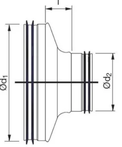 Lindab reduktion kort centrisk, RCU 400X250, nippel/nippel