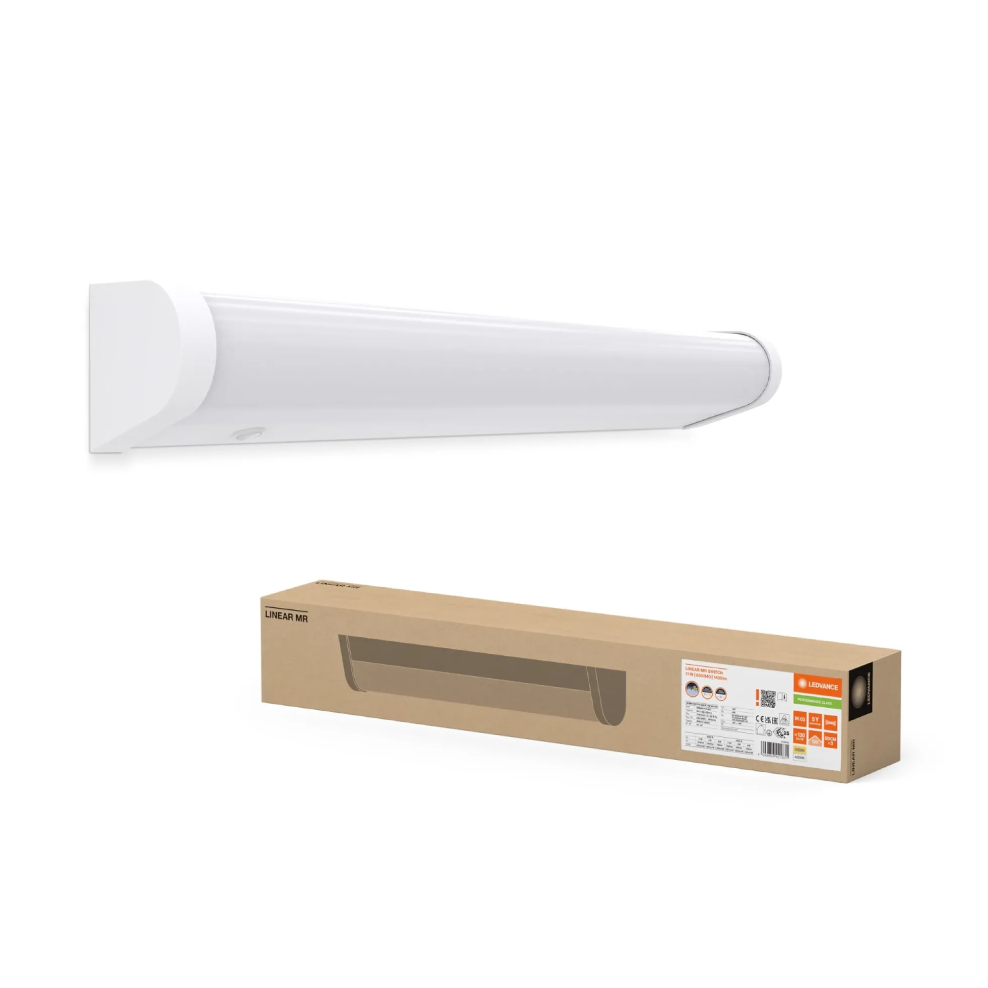 Linear spejlarmatur multi select, 11W/830-840 med afbryder, 600mm