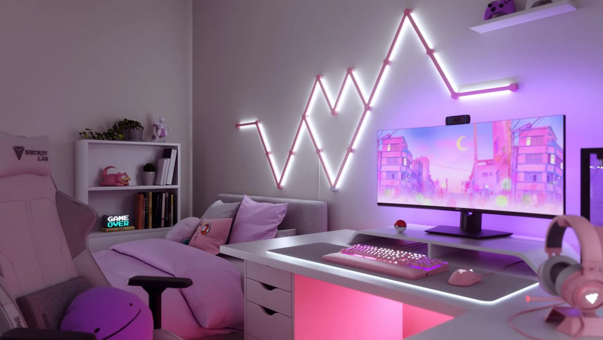 Lines Skin, mat pink, 9 stk. - Nanoleaf