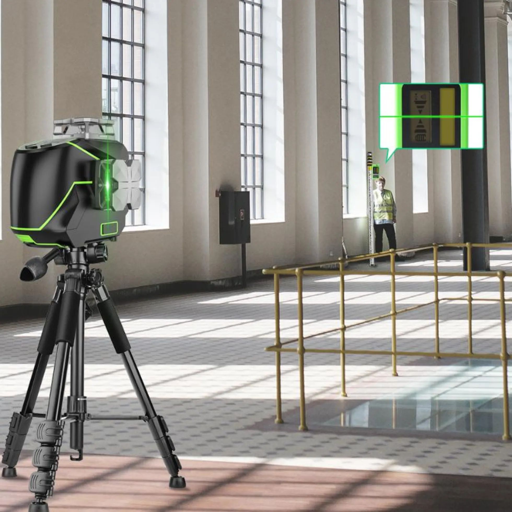 Linjelaser Elma Laser X360-3, grøn, 45m rækkevidde, ±3mm@10m nøjagtighed