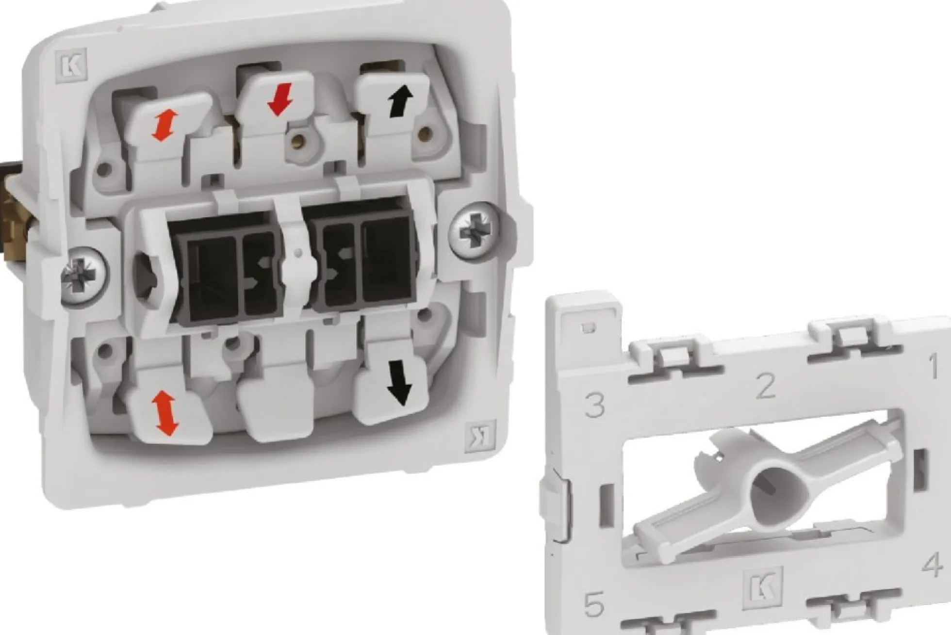 LK FUGA® – Korrespondance afbryder med 2 sløjfeklemmer og lille LED lampe, 1 modul