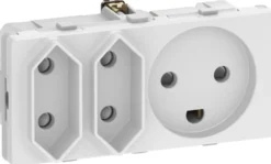 LK FUGA® – Vandret stikkontakt med jord og 2 stk. Europlug udtag (maks. 2,5A), 2 modul