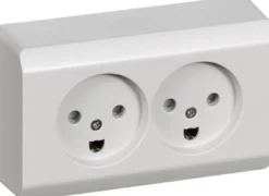 LK OPUS® 66, Dobbelt stikkontakt med jord og indbygget i underlag, 2 modul – Lauritz Knudsen