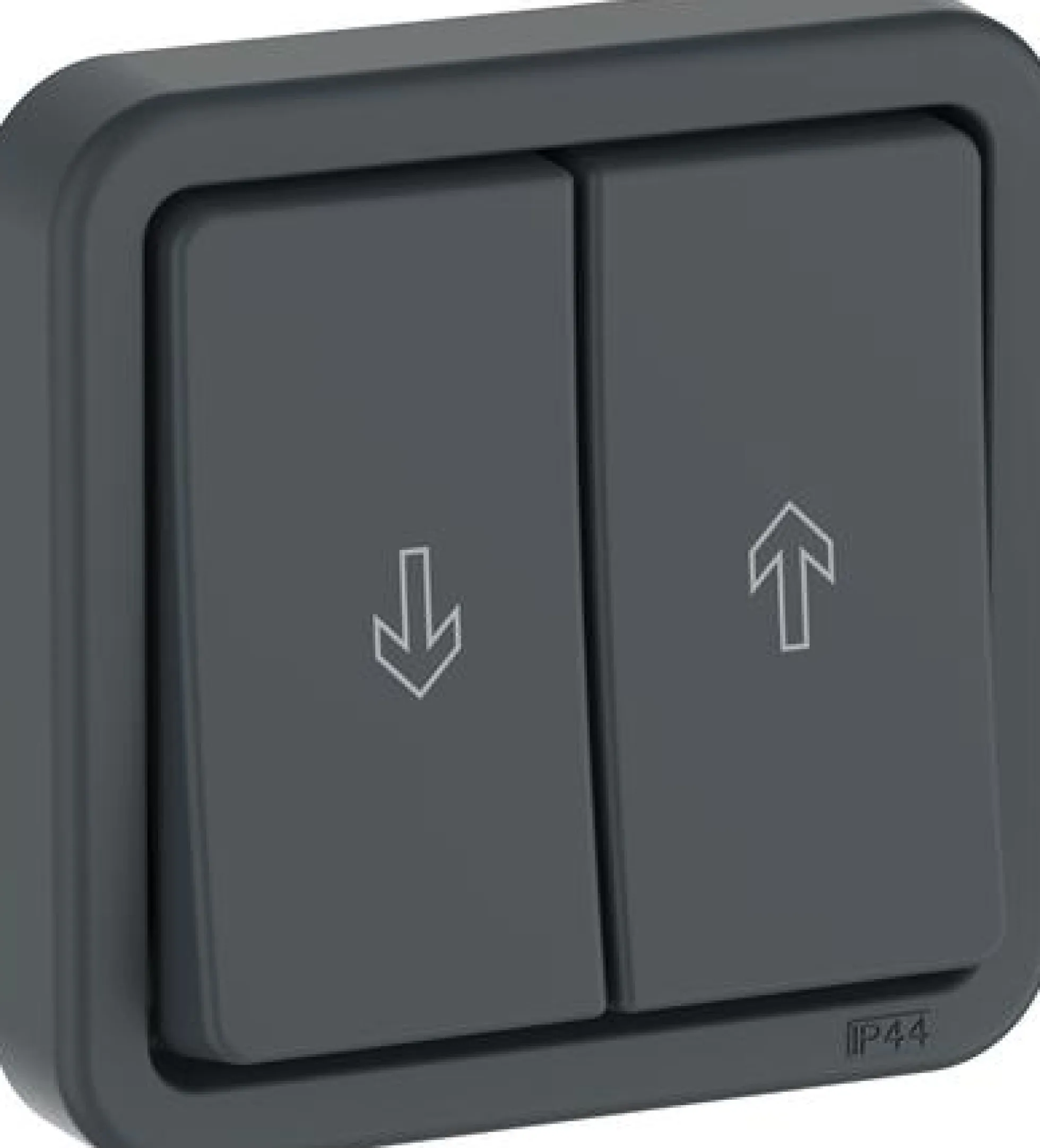LK OPUS® 74, Jalousi trykknapper med gensidig spærring (til gardin- eller markise styring), 1 modul – Lauritz Knudsen