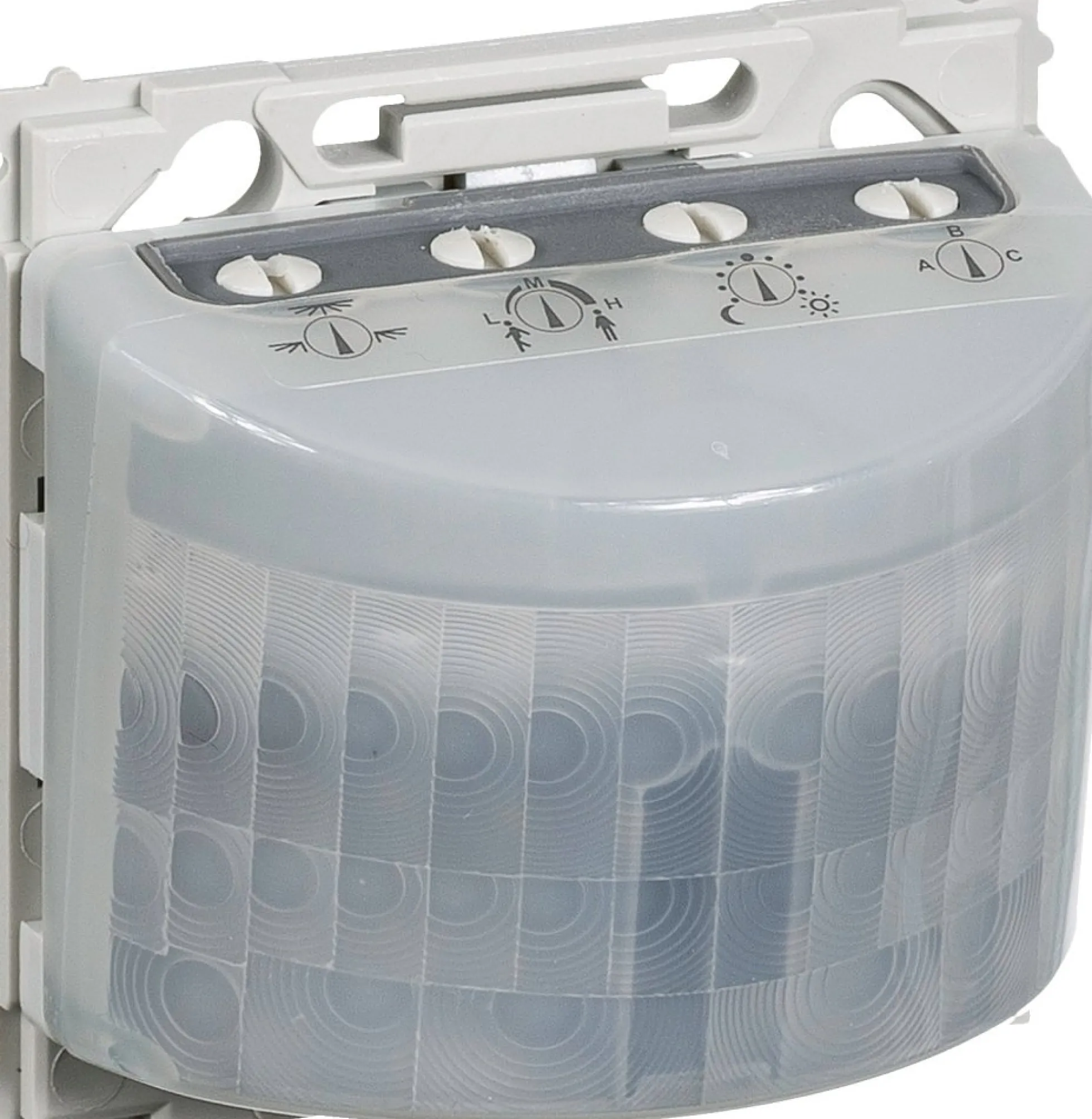LK OPUS® 66, PIR system 24V bevægelsessensor med 180° i 2 zoner à 90° dækningsvinkel, 10 til 28Vdc, 1 modul, klar (sensor glas udgør alt afdækning) – Lauritz Knudsen