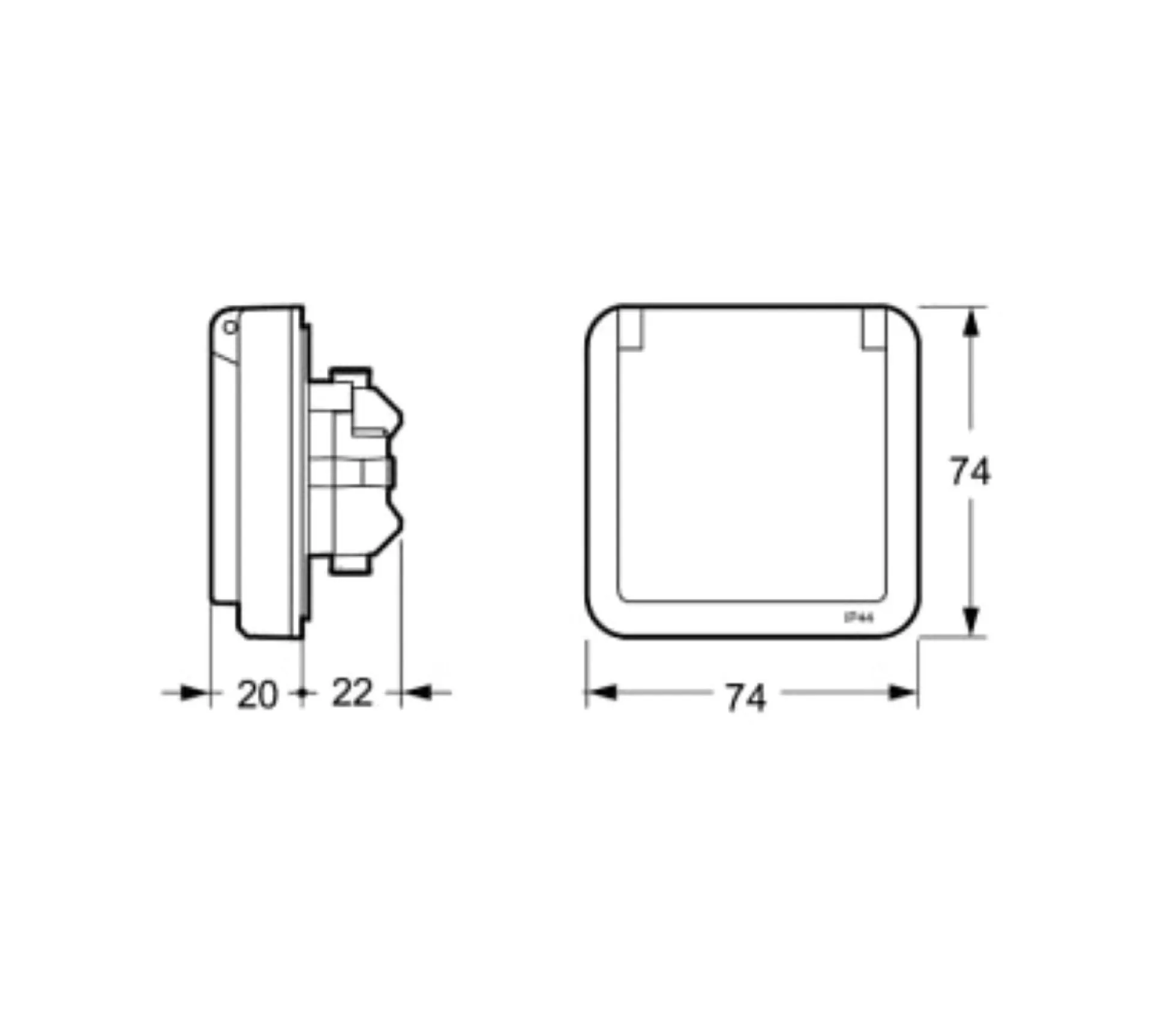 LK OPUS® 74, Stikkontakt med fransk pindjord og transparent front, 1 modul, lysegrå – Lauritz Knudsen