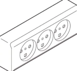 LK OPUS® 66, Tripel stikkontakt med jord, to tændinger og indbygget i underlag, 2½ modul – Lauritz Knudsen