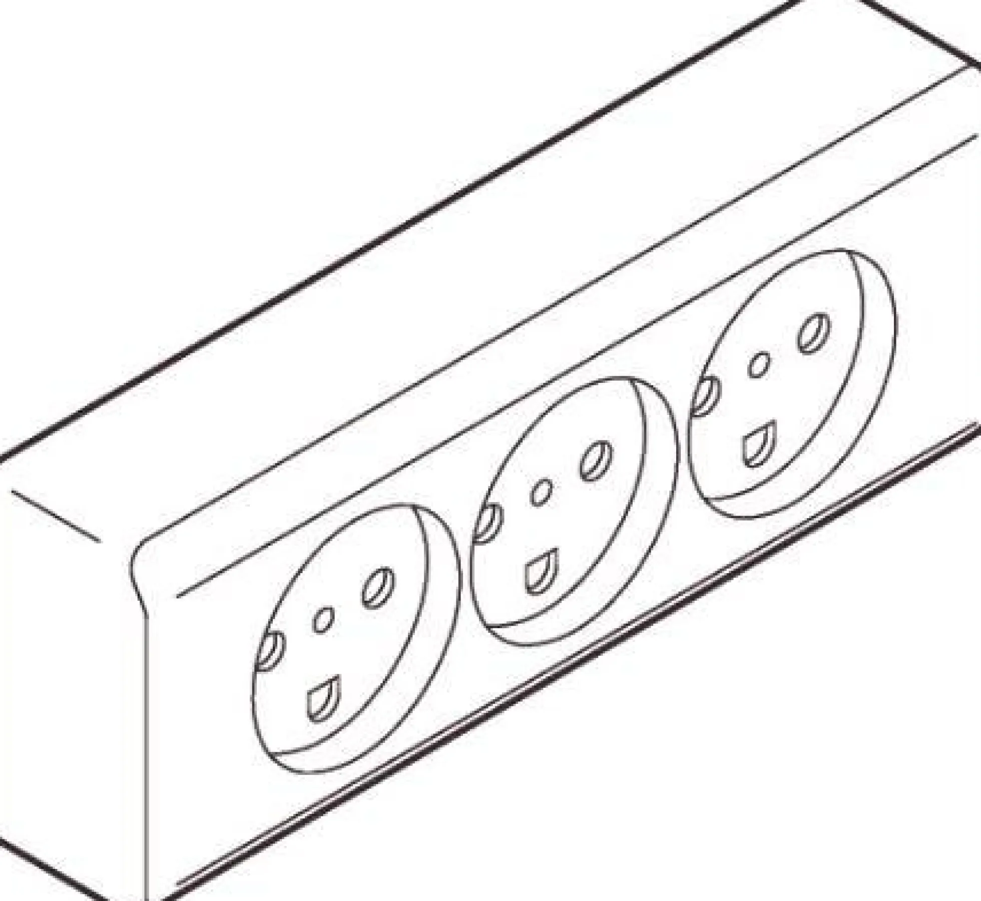 LK OPUS® 66, Tripel stikkontakt med jord, to tændinger og indbygget i underlag, 2½ modul – Lauritz Knudsen