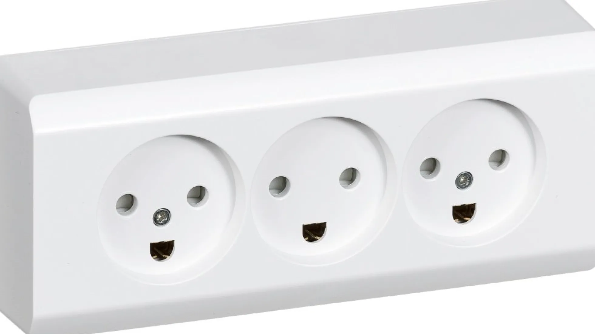 LK OPUS® 66, Tripel stikkontakt med jord, to tændinger og indbygget i underlag, 2½ modul – Lauritz Knudsen