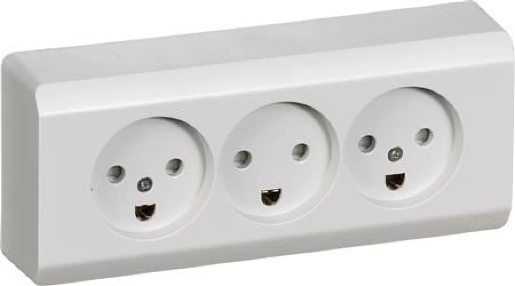 LK OPUS® 66, Tripel stikkontakt med jord og indbygget i underlag, 2½ modul – Lauritz Knudsen