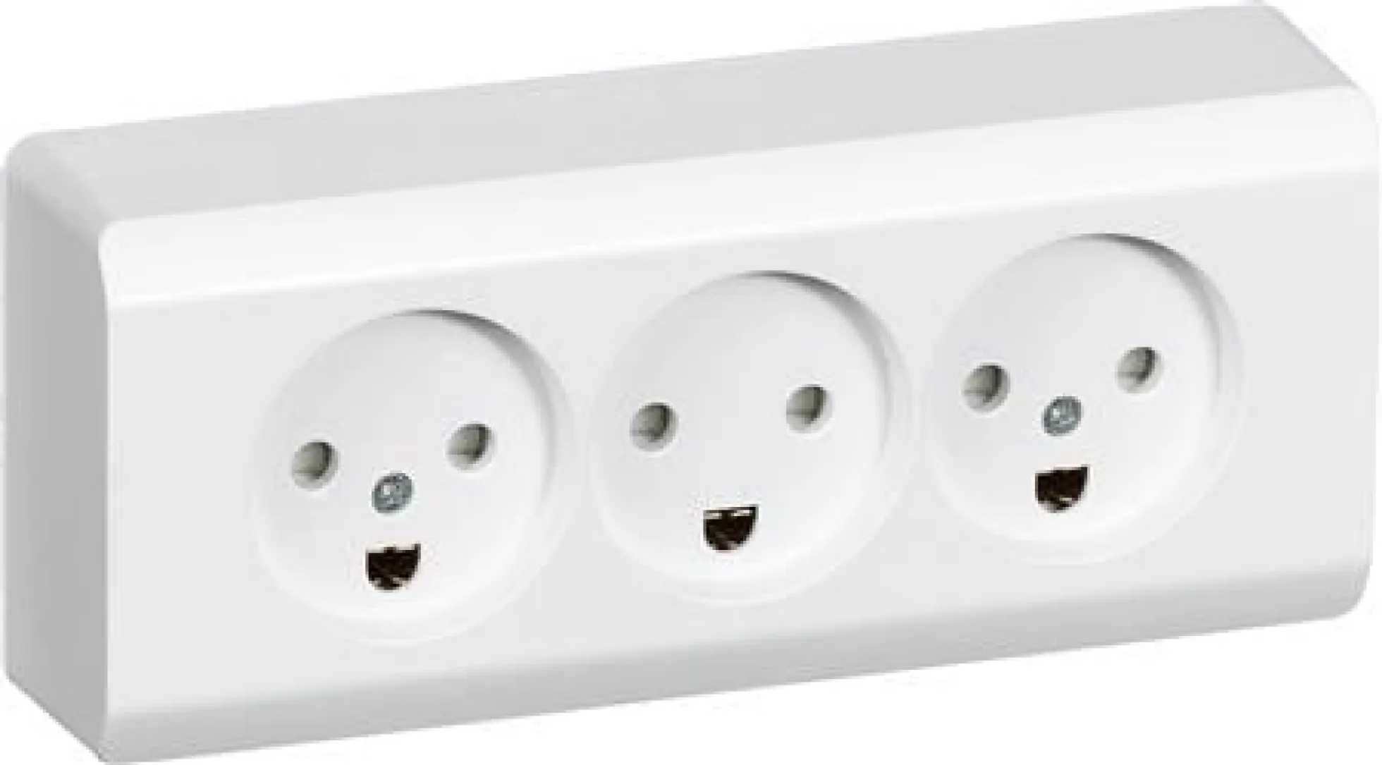 LK OPUS® 66, Tripel stikkontakt med jord og indbygget i underlag, 2½ modul – Lauritz Knudsen
