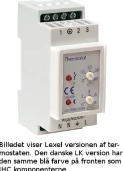LK – Termostat med natsænkning til DIN-skinne (0 til 40° C)