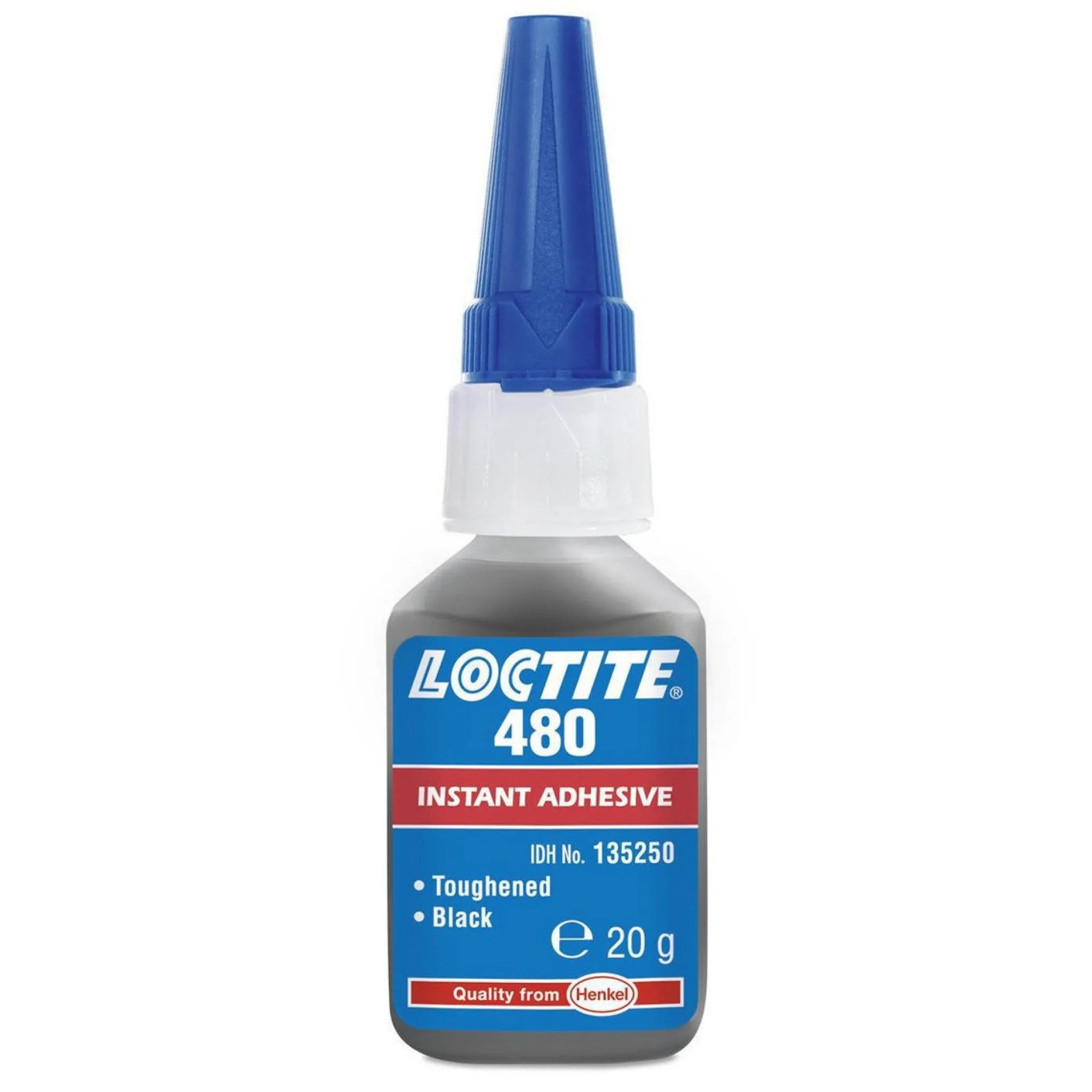 Loctite 480 hurtiglim, gummi fyldt, sort, 20g