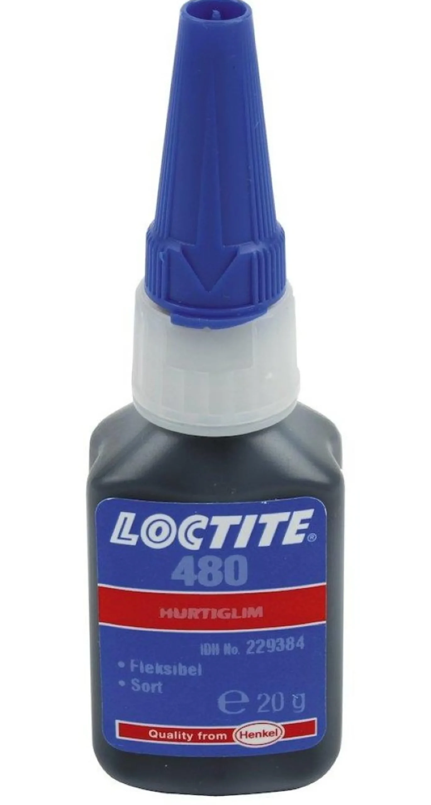 Loctite 480 hurtiglim, gummi fyldt, sort, 20g