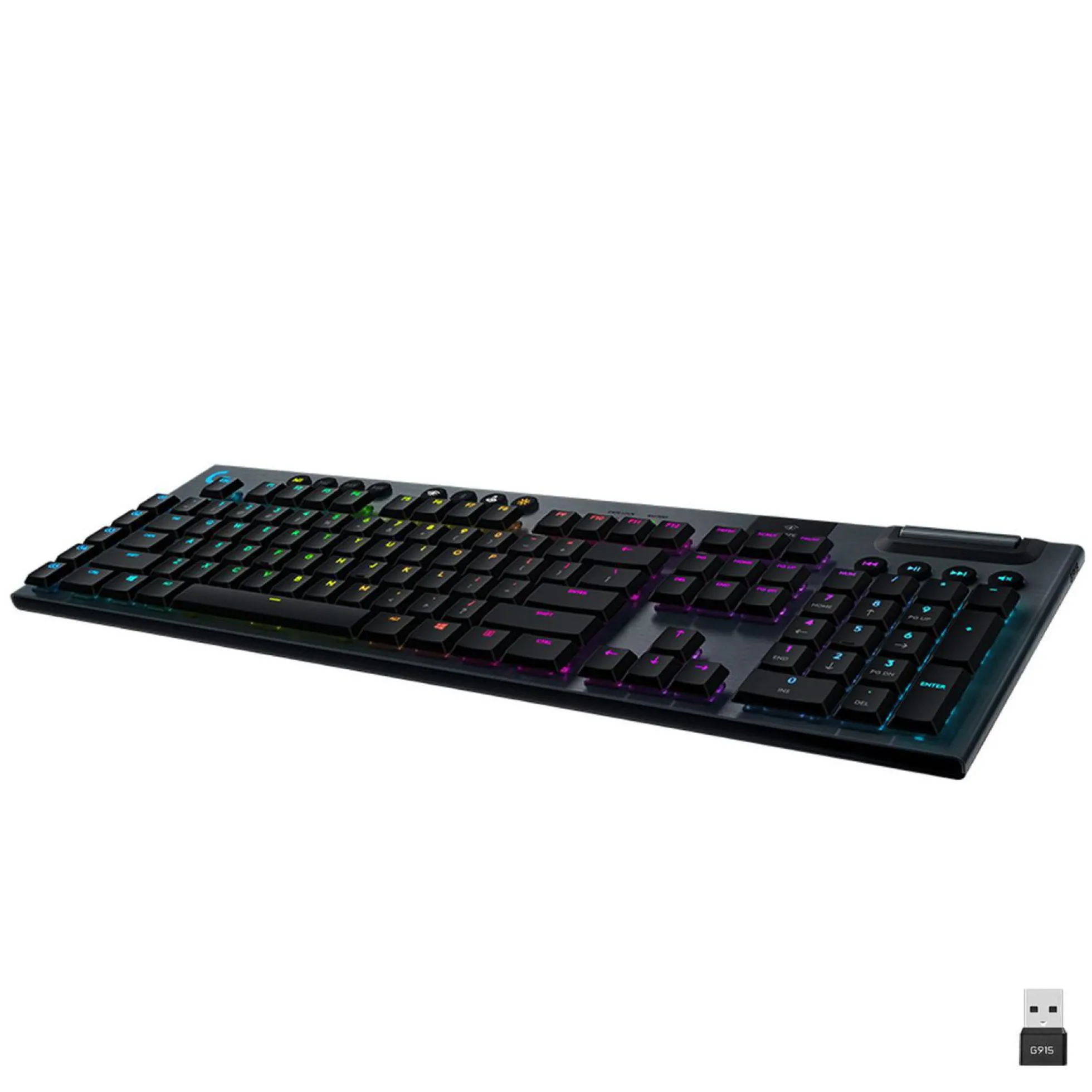 Logitech G915 Lightspeed, trådløst RGB mekanisk gaming tastatur, carbon