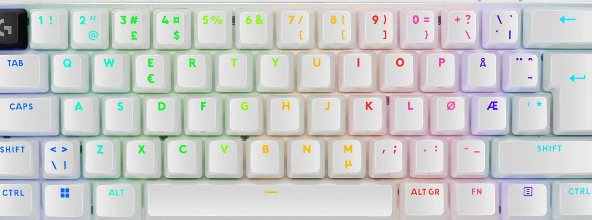 Logitech G PRO X 60, trådløst gaming tastatur, USB, RF og Bluetooth, nordisk layout, hvid