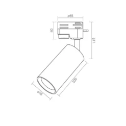 Lonzo skinnespot med GU10 fatning, 1-faset, uden lyskilde, 1F2W